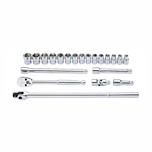 Jgo. Cubos cortos cromados con chicharra NAPA CARLYLE CHTSS12021m de 1/2", mm, 6pt, 21 pc